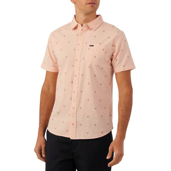 O'Neill Peach Quiver Stretch Dobby Standard Collar Button Down Polo Shirt-Medium - Picture 1 of 5